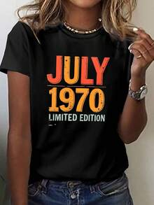 Camiseta de edición limitada para mujer de los años 70 - Camiseta vintage de manga corta y cuello redondo con estampado de los años 70, con el texto y '70, estilo casual para primavera/verano, lavable aáquina, adecuada para uso casual durante todo el año - Camiseta unisex de algodón holgada de manga corta y cuello redondo estilo vintage urbano. - Negro - Ver 6