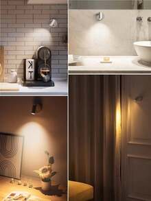 LED Magnetic USB Rechargeable Wall Lamp Spotlight, Wireless No Drilling Bedroom Bedside Reading Light, Ambient Lighting For Paintings - 彩色 - 查看 10