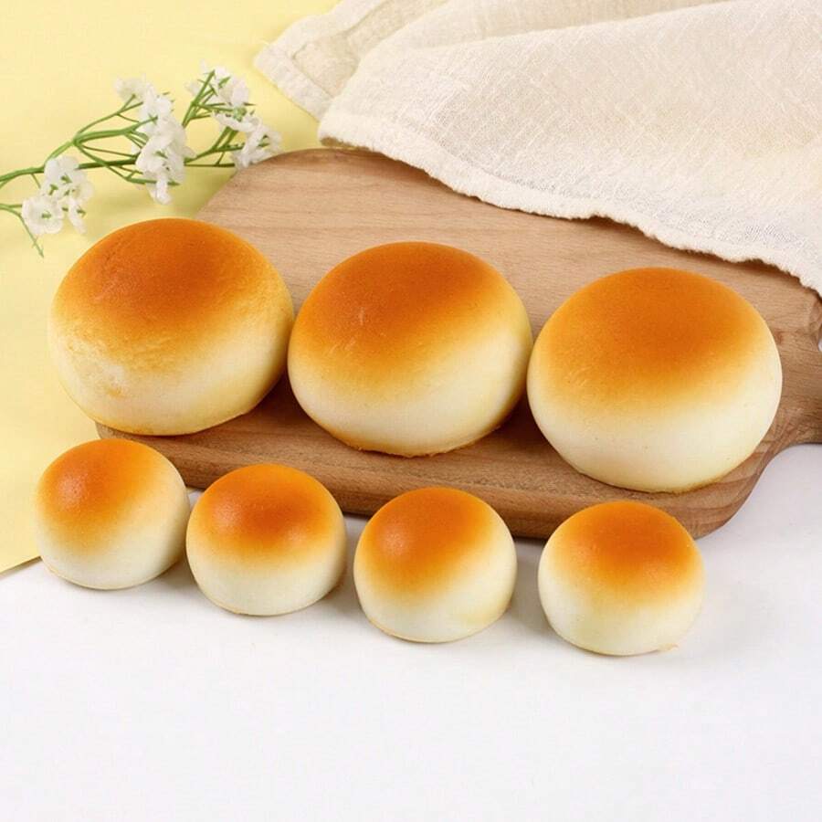 1个慢回弹逼真金黄色蒸包食品模型,仿真面包 - 彩色 - 查看 1