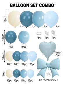 Blue Love Bow Balloon Arched Set,Multiple Sets, 18/12/10/5 Inches Blue Sand White Sea Blue Mist Blue Maca Blue Maca Green Retro Green Light Blue Balloon Arched Wreath, Suitable For Baby Shower Bridal Gift Party Jungle Wedding Birthday Theme Gender Reveal Anniversary Party Decoration - Blue - View 6