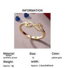 1PC Elegant Infinity Loop Ring With Synthetic Zirconia Inlay, Suitable For Lovers, Anniversary Gift, Valentine's Day Gift - Yellow Gold - View 10