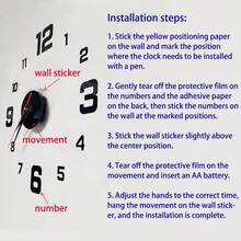 Creative Digital Display Clock - European Style DIY Silent Wall Clock, 3D Acrylic Textured Home Decor For Living Room Or Study, Suitable For Christmas, Thanksgiving, New Year, Valentine's Day Without Drilling - Black - View 10