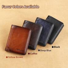 Mens Wallet Genuine Leather RFID Card Holders Cowhide Zip Coin Pocket Wallets For Men - Q20-jDH-2 - View 3