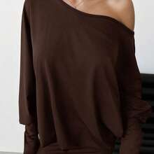 Vestido corto y ajustado de manga larga, asimétrico y sexy para mujer, para festivales de música y estilo streetwear moderno - Burdeos - Ver 7