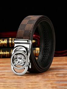 1 pieza Cinturón de cuero PU con hebilla automática para hombre, hebilla de tigre hueca en relieve, cinturón ajustable de estilo casual de negocios, disponible en múltiples colores, moda, adecuado para jeans de hombre, trajes, ropa de trabajo formal y uso casual diario. Estilo de lujo ligero, sensación de alta gama, el mejor regalo para el padre y el novio. - Multicolor - Ver 18