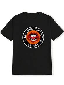 Camiseta casual de hombre con cuello redondo y diseño versátil de estampado negro, un gran regalo para hombres[COD] - Negro - Ver 3