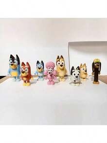 8 pezzi Bluey Bingo Figures Famiglia Kawaii Articolazioni mobili Figurine Giocattolo Cartone Animato Modello PVC Decorazione, Accessori per interni auto e ornamenti per auto, Accessori per interni auto, Ornamenti per auto, Forniture per feste e festa, Regali per feste, Molto adatto per festival, fan e regali, Perfetti regali per feste e vacanze (stile casuale) - A - Visualizzare 4