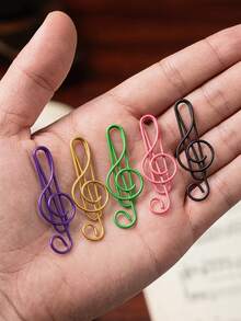 20pcs Colorful Music Note Shaped Paper Clips, Mixed Colors, Music Themed Office Supplies, Suitable For Bookmarks, Office, Study Notebooks, Back To School Essential File Organizers, Music Note Shaped Clips, Creative Treble Clef Paper Clips, Colorful Music Theme Student Notebook Clips - Multicolor - View 6