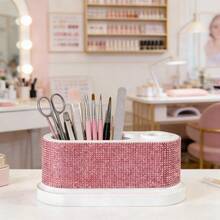1pc Luxury Diamond Drill Bit Storage Box, ABS Desktop Organizer Box With Rhinestone Decoration For Electric Grinder - Multicolor - View 6