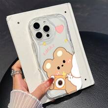 1 chiếc ốp lưng điện thoại tối giản bằng chất liệu TPU trong suốt, màu kem, họa tiết gấu bông, chống sốc, tương thích với iPhone, Honor. - Trong sáng - Xem 7