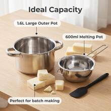 600ml And 1600ml Stainless Steel Candle Melting Pot DIY Making Accessories - 0.6 and 1.6L - View 3