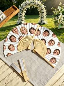 1 pieza Abanico de boda personalizado con foto & logotipo de nombre, abanico clásico DIY, personalización decorativa de alta calidad, personalizado, de moda, personalización exquisita, personalizado - Multicolor - Ver 6