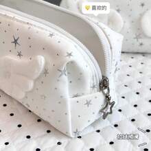 1个可爱时尚星星天使翅膀铅笔盒学生文具桌面大容量收纳笔袋儿童返校女孩化妆包礼物 - A - 查看 6