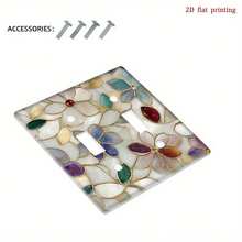 1pc Elegant Beige & Gold Gemstone Floral Mosaic Wall Plate - Home Decor Switch And Outlet Cover, Suitable For Kitchen, Easy Installation, No Wiring/Battery Required, Fits Single/Double Switch And Outlet, Decorative Panel, 2D Flat - A - View 7