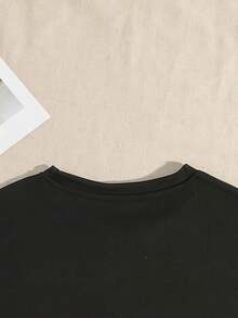Simple, Casual And Versatile T-Shirt With English Letter Print, Short Sleeves And Round Neck. - Black 2 - View 4