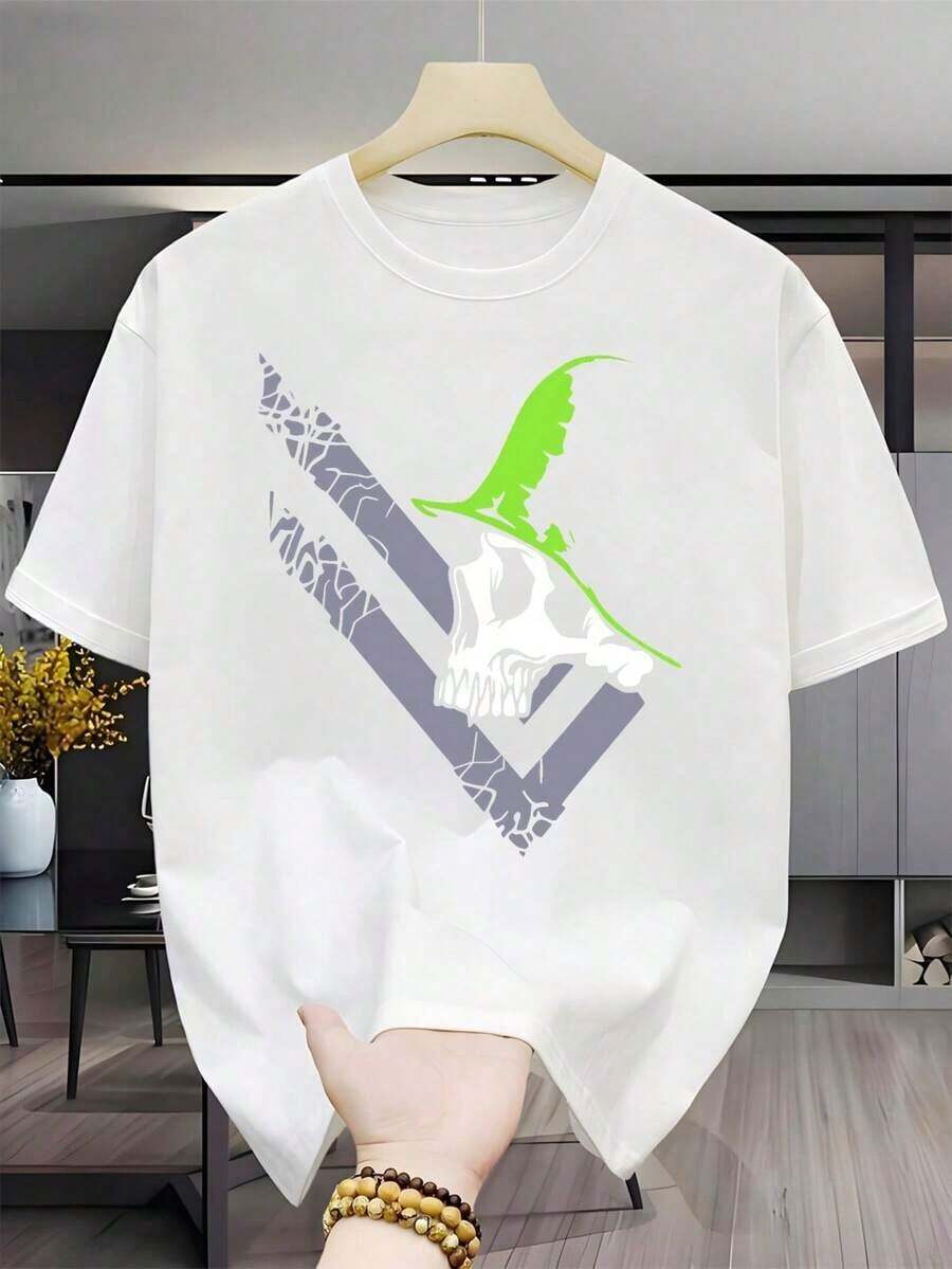 Women's Blouses, Modern Minimalist T-Shirt, Men's Metals Mulisha Murk T-Shirt - Urban Style T-Shirt, Short Sleeve And Round Neck, One-Sided Print, Machine Washable, Ideal For Fans, Birthdays And Gifts, Comfortable Clothing For Parties And Outfits, Seurmuse - 白色的 - 查看 1