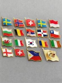2pcs Flag Pins From Around The World, Wave Resin Flag Badges, Alloy Medal Brooches, Suitable For Various Events, Festivals, Conferences, Suit Lapel Pins - Multicolor - View 2