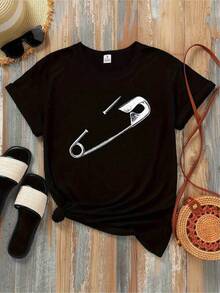 1 Pieza Camiseta Unisex Holgada 180g 100% Algodón Puro, T-shirt moderna con diseño original, cómodo y versátil, ideal para ocasiones informales, talle disponible y color negro, moda contemporánea,  de streetwear. Cómoda y versátil para escuela, trabajo, salidas y eventos casuales - Negro - Ver 1