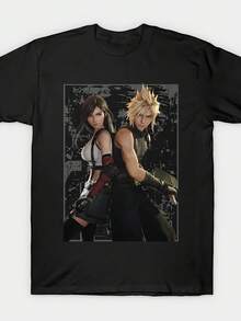 Claude And Tifa Men's Black Crew Neck T-Shirt, Soft, Breathable And Anti-Shrink, There's Always One That Suits Your Unique Style, Ideal For Home, Parties And Travel. - 黑色 - 查看 1