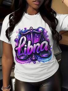 Camiseta Deportiva Casual para Mujer con Gráfico de Graffiti Riba en Colorido - Camiseta Blanca Elástica de Cuello Redondo, Lavable aáquina, Ajuste Cómodo y Perfecta para Todas las Estaciones. - Blanco - Ver 7