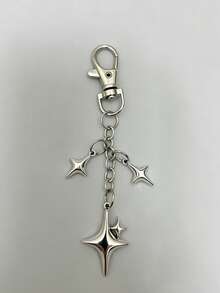 1pc Creative Four-Pointed Star Pants Chain, Keychain Pendant, Alloy Star Moon Decor For Phone/Bag, Suitable For Daily Wear - Silver - View 3
