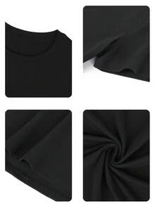 New Women's Short-Sleeved, Minimalist, And Casual Crew Neck T-Shirt In Dark Gray, Versatile And Suitable For Everyday Wear, Holidays, Spring, And The Beach. Summer Graphic T-Shirt - 黑色 - 查看 5