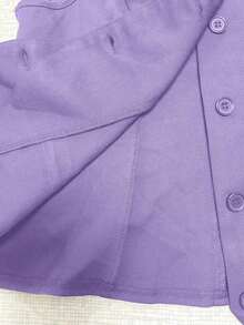 Chaleco minimalista de unicolor con cuello en V, sin mangas y con botones delanteros - Morado 2 - Ver 6