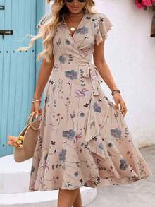 Women Midi Dresses - Khaki - View 4