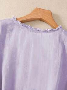 Blusa ligera y holgada de viscosa con bordado retro para mujer, para primavera y verano, casual, estilo campestre, tops de verano - Morado - Ver 5