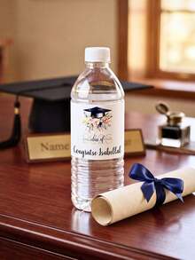 1/10/20/30pcs Premium Custom Class Of 2026 Graduation Water Bottle Labels, Thick Durable High-Grade Waterproof Vinyl Personalized Name Grad Cap & Floral Design Stickers, Fade-Resistant Easy Peel & Stick Party Decor, Perfect For Graduation Party, Commencement, Open House, Birthday & Holiday Celebration Supplies (Bottle NOT Included) - Multicolor - View 9