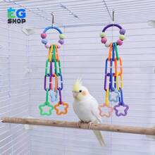 1件 咀嚼解悶鳥類玩具，附彩色珠子與星星配件，鮮豔色彩，耐用互動設計滿足小型鸚鵡咀嚼本能，適合情侶鳥與玄鳳鸚鵡 - 查看 6
