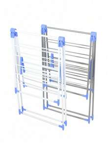 Foldable Clothes Drying Rack With Retractable Side Wings And Shoe Drying Layers, Double-Layer Large Capacity, Tool-Free Assembly, Foldable And Movable, Stable, Space-Saving For Both Indoor And Outdoor Use - A - View 7