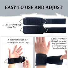1 Pair Triceps Pushdown Strap, Universal Alloy Triangular Buckle Wrist Wrap, Breathable Neoprene Material, Gym Strength Training Equipment Accessory - Multicolor - View 5