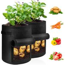 2 túi trồng khoai lang 10 gallon, xô trồng khoai tây bằng nỉ, túi trồng cây hình tròn dùng để ươm giống khoai tây, túi làm vườn rau, túi vải. - Túi trồng cây - Xem 4