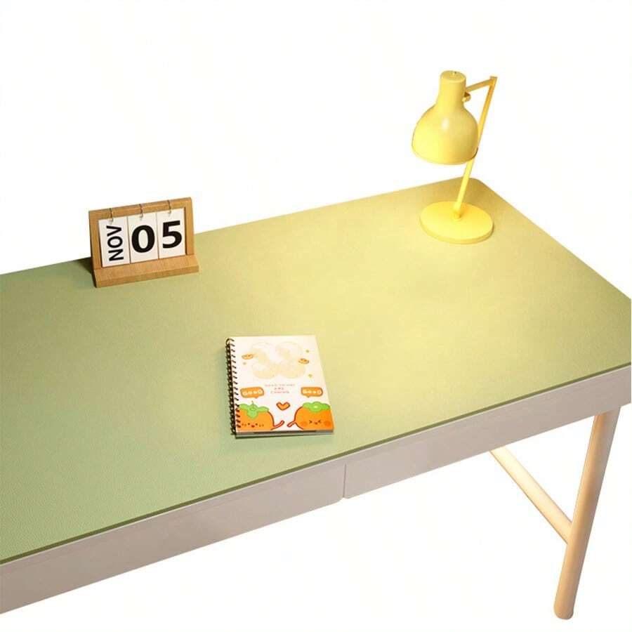 1pc Square Single-Sided Leather Student Desk Mat, Solid Color Minimalist Style, Waterproof And Easy To Clean, Multipurpose For Writing Desk, Student Desk, Office Desk, Tablecloth - Green - View 1
