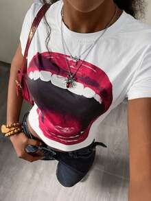 Unity Short Sleeve T-Shirt With Martini Cocktail Print, For Summer Wear - Breathable - 白色 2 - 查看 5