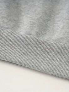 MURAMASA Hombres Capucha con estampado de letra con cordón con bolsillo de canguro - Gris - Ver 5