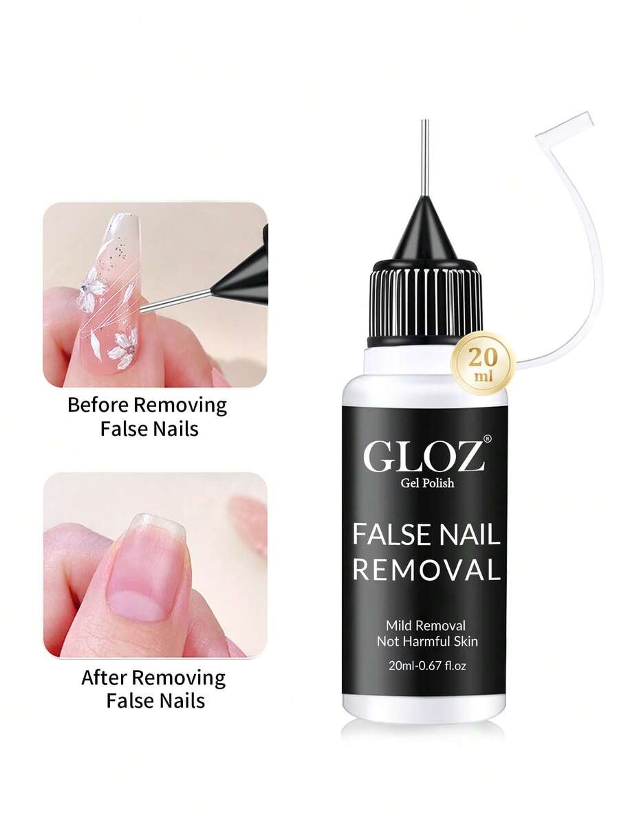 GLOZ 20ml 凝膠指甲油卸除液,強力卸除亮片與深色指甲油,不含防腐劑,適用於卸除膠水、凝膠、壓克力與浸粉指甲 - 1PC - 查看 1