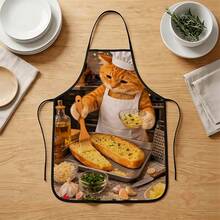 1pc, Cute Cat Chef Polyester Apron With Sunflower Pattern, Suitable For Cooking, Baking, And Gardening - Can Be Used As Attire For The Kitchen And Dining - Multicolor - View 15