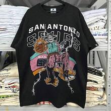 Premium Casual Unisex T-Shirts -  T-Shirt - San Antonio Spurs Arched C-Rest - Unisex Jersey Made Of 220g High Density Pure Cotton - 黑色 5 - 查看 6
