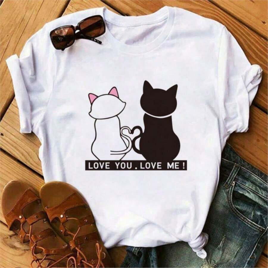 Soft 100% Cotton T-Shirt, NEW For SUMMER, With Personalized Name Letter Combination For Women, Alphabet Rose Print T-Shirt A B C D E F G, Short Sleeve Clothing, Feminine T-Shirts And Tops, Breathable Cotton T-Shirt, Goes With Everything, Great. - 白色 - 查看 1