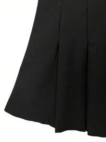 Falda minimalista de unicolor y estilo informal y elegante para mujer - Negro 3 - Ver 7