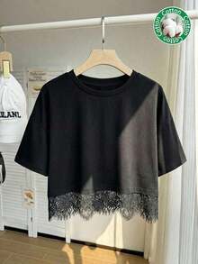 Camiseta básica de manga corta de 100% algodón lavado, verde oliva - Negro 2 - Ver 5