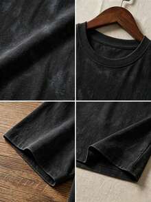 Camiseta de manga corta con estampado de letra suelta y efecto ombré rosa de estilo dulce y picante, camiseta casual de estética coreana para el verano - Negro - Ver 5