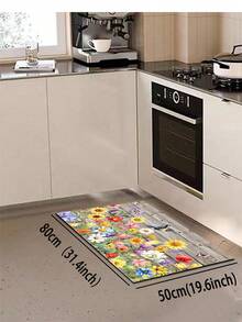 1/2pcs Rubber Mud Farmhouse Style Kitchen Floor Mat Set, Flower Kitchen Floor Mat, Kitchen Floor Mat, Suitable For Sink, Decorative Mat, Suitable For Home Entrance And Living Room. - Multicolor - View 15