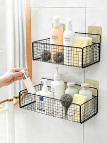 1/2pcs Tidy, Hassle-Free, Easy-To-Install Cast Iron Kitchen Storage Rack - No Drilling Required, Suitable For Modern Wall-Mounted Storage In Home And Dorm - Multicolor - View 6