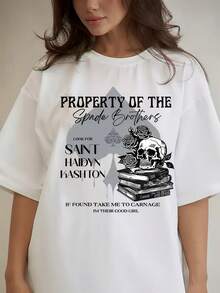 Ropa casual de manga corta para mujer, ideal para las vacaciones de verano y adecuada para todas las estaciones, uno de los artículos de la serie Dark Romance de Shantel Tessier.<the lords="">Derivados / Funciona con la misma visión del mundo (que Lord)<carnage>Camiseta exclusiva de merchandising para fans de (<slaughter>)</carnage></the> - Negro - Ver 8