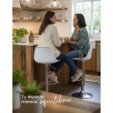 olu Sillas Altas para Barra y Comedor Sillas Giratorias 360° con Respaldo y Asiento Tipo Vino Piel Ajustables en Altura para Oficina y Hogar Blancas y Negras Naranja - Naranja - Ver 3