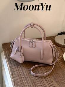 Women's Pillow Handbag, Fashionable Minimalist Elegant Large Capacity Shoulder Bag, Pink - Pink - View 2