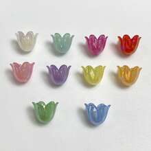 120顆多色壓克力鬱金香花珠，帶孔，適用於DIY珠寶製作、耳環、手鍊、項鍊、髮飾、手工藝品裝飾 - 彩色 - 查看 12